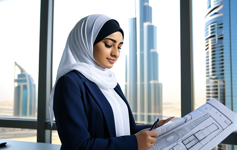 피부 미용 자격증 학원 선택 기준 - **Professional Arab Architect:** "A professional Arab female architect, wearing a hijab and modest b...