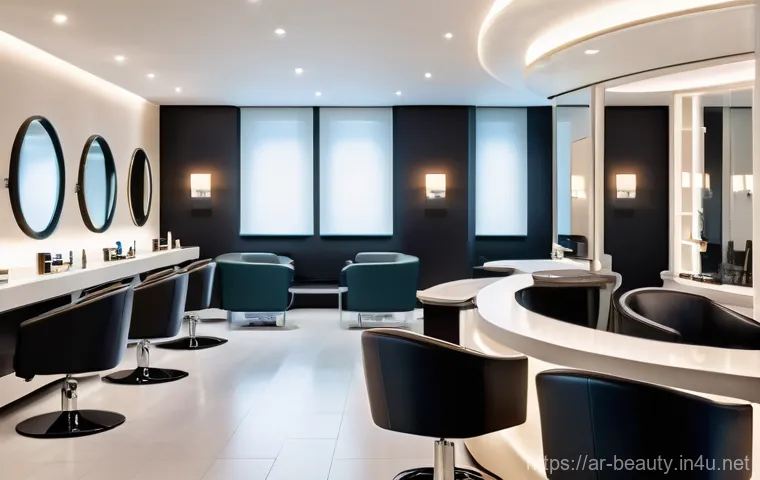 미용사 스케줄 관리 방법 - **Modern Salon Efficiency:**
    An elegant and pristine modern hair salon interior. The lighting is...
