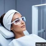 피부 미용 고급 기술 배우기 - A modern Arabic woman in a luxurious skincare clinic undergoing fractional laser treatment on her fa...